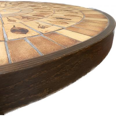 Roger Capron - Table basse avec plateau en céramique - Grès et bois 2