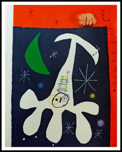 Joan MIRO - oiseau solaire, oiseau lunaire et étincelle, 1967 - pochoir 2