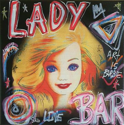 SPACO - Lady BARBIE warhol , 2023 - Technique mixte sur toile 2