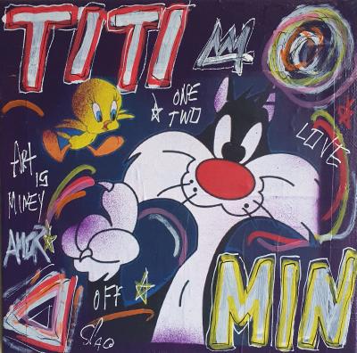 SPACO - Titi & Minet  , 2023 - Technique mixte sur toile 2