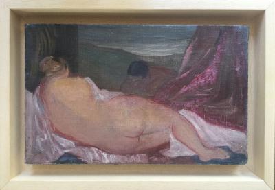 Pierre GEORGEOT - Le nu et le voyeur - Huile sur toile signée 2