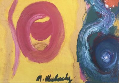 Michael MULCAHY - Paris à la plage avec le chat, vers 2010 - Acrylique sur toile signée 2