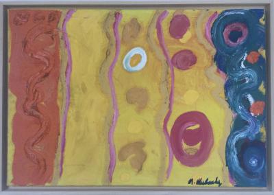 Michael MULCAHY - Paris à la plage avec le chat, vers 2010 - Acrylique sur toile signée 2