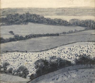 Pierre PAVLOFF - Paysage - Acrylique sur papier marouflé sur panneau signé 2