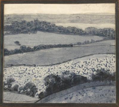 Pierre PAVLOFF - Paysage - Acrylique sur papier marouflé sur panneau signé 2