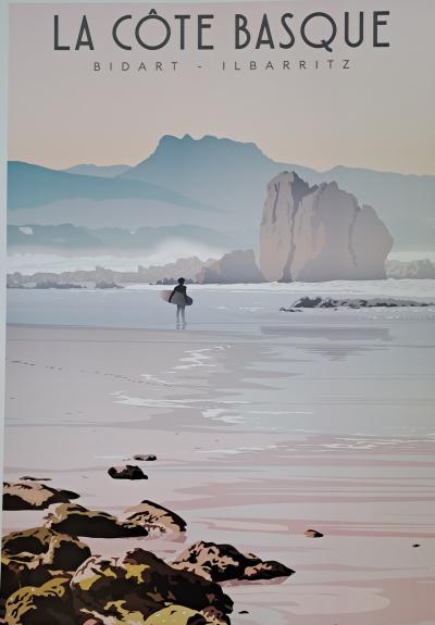 Côte Basque, plage d’Ilbarritz à Bidart - Affiche 2
