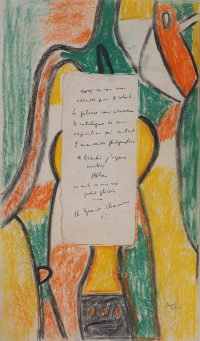 Jean-Michel ATLAN : Composition abstraite, c. 1956 - Pastel original signé 2