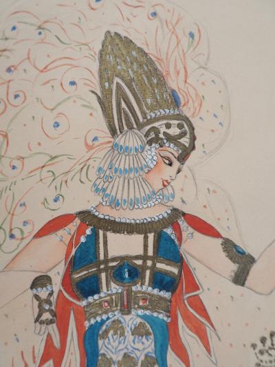 Léon Bakst : Femme en robe orientale, c. 1912 -  Aquarelle originale signée 2