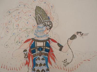 Léon Bakst : Femme en robe orientale, c. 1912 -  Aquarelle originale signée 2