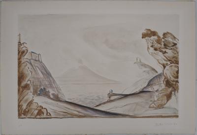 BALTHUS : Italie, La cote près de Naples et le Vésuve - Lithographie originale signée