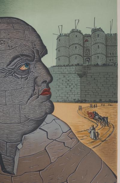 Man Ray: Marquis de Sade in front of Bastille - Original signed lithograph 2