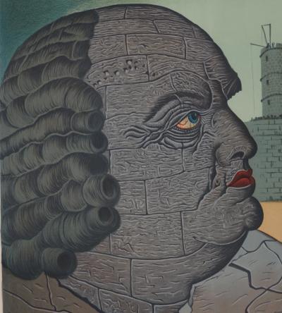 Man Ray: Marquis de Sade in front of Bastille - Original signed lithograph 2