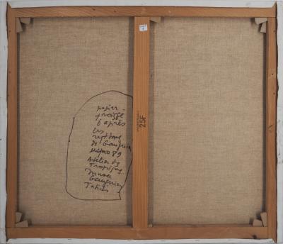 Ladislas KIJNO : Hommage à Gauguin, Tahitiennes et papier froissé - Huile sur toile signée 2