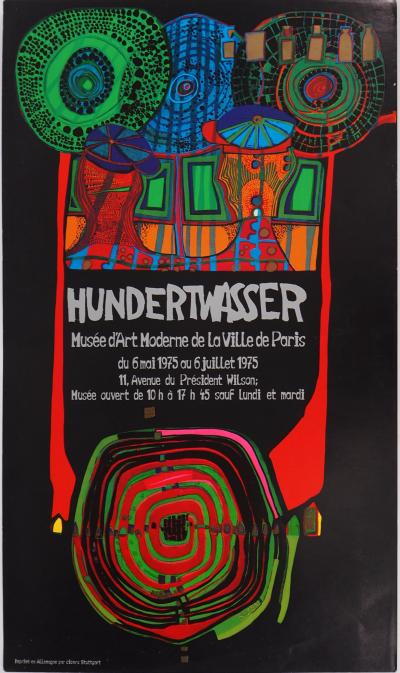 Friedensreich Hundertwasser : Composition surréaliste - Affiche originale 1975 2