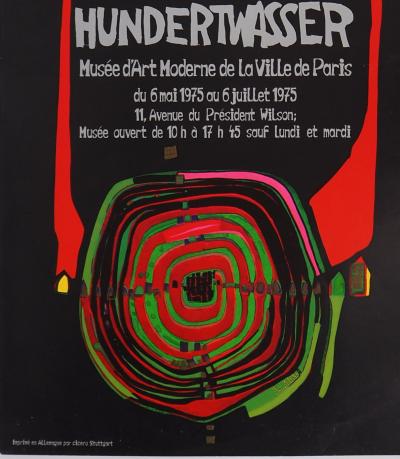 Friedensreich Hundertwasser : Composition surréaliste - Affiche originale 1975 2