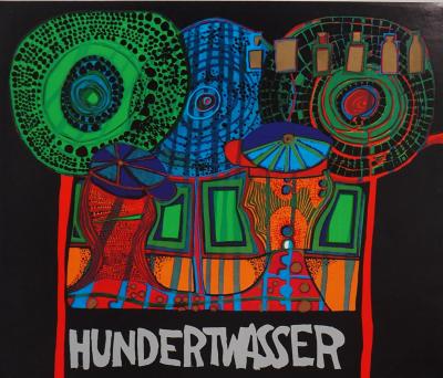Friedensreich Hundertwasser : Composition surréaliste - Affiche originale 1975 2