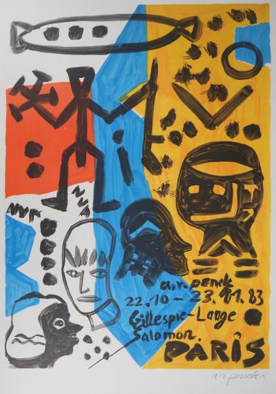 A. R. Penck : Chaos en couleur, 1983 - Lithographie originale signée 2