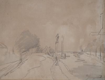Johan Barthold Jongkind : Chemin de halage au bord d’un canal et Moulin - Aquarelle originale Signée 2