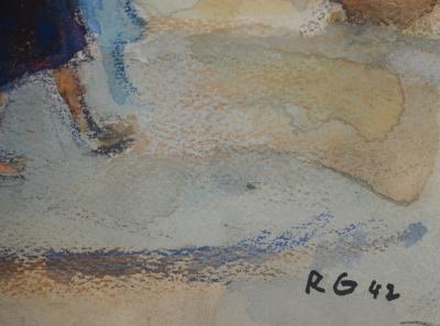 Kurt GROEGER : Marseille, Après-midi au parc - Aquarelle originale signée 2