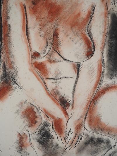 André Dignimont : Nu au manteau de laine - Aquarelle originale signée 2