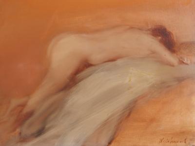 Claude Weisbuch : Femme nue allongée - Huile sur toile Signée 2
