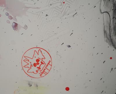 Philippe Pasqua : Jeune fille aux projections - Acrylique sur papier signée 2