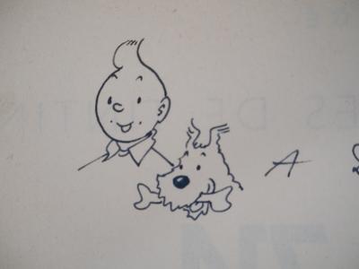 HERGE : Tintin et Milou - Dessin original dédicacé, signé 2