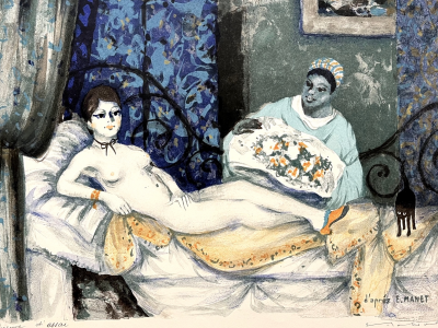 Eugene BABOULENE Lithographie signée Odalisque Manet 2