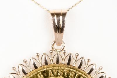 Collier en or jaune, pièce de monnaie autrichienne 1915 2
