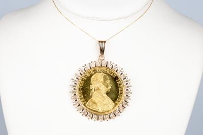 Collier en or jaune, pièce de monnaie autrichienne 1915 2