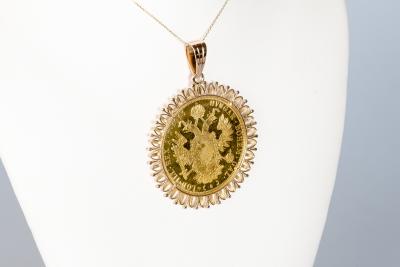 Collier en or jaune, pièce de monnaie autrichienne 1915 2