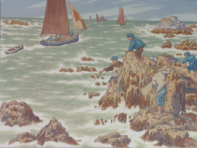 Henri Riviere - Les mousses (1906 )  - Lithographie originale  couleurs avec signature imprimée 2