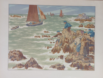 Henri Riviere - Les mousses (1906 )  - Lithographie originale  couleurs avec signature imprimée 2