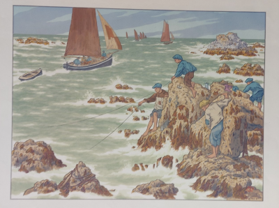 Henri Riviere - Les mousses (1906 )  - Lithographie originale  couleurs avec signature imprimée 2