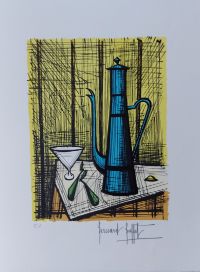 Bernard Buffet  - La cafetière (1986) - Lithographie originale signée au crayon 2