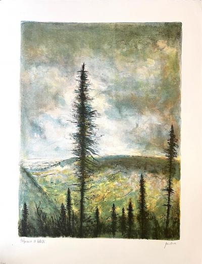 Bernard GANTNER - A travers les sapins - lithographie signée au crayon 2