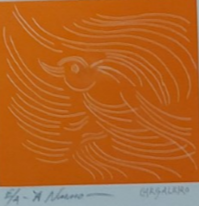 Manuel Cargaleiro  Um melro Portugues (2006)  Gravure orignale signée au crayon dédicacée 2