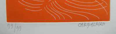 Manuel Cargaleiro  Um melro Portugues (2006)  Gravure orignale signée au crayon dédicacée 2