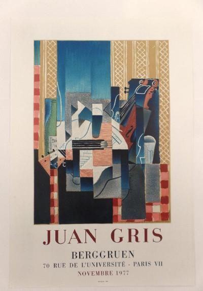 Juan Gris (1987-1927) d’après - Exposition Berggruen, novembre 1977 - Affiche lithographique originale 2