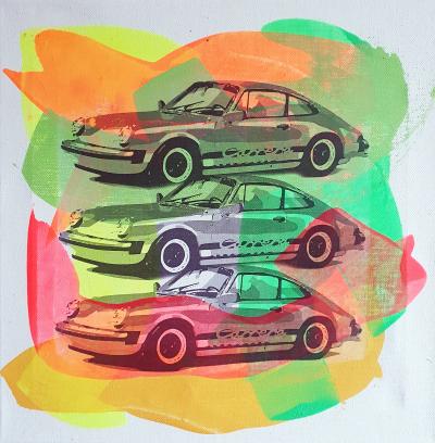 PyB -  Porsche 911 , 2023 - Technique mixte sur toile 2