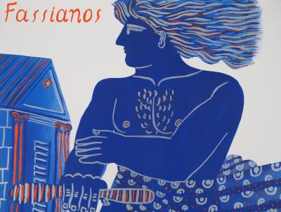 Alekos FASSIANOS : Cycliste dans le vent - Lithographie originale 2
