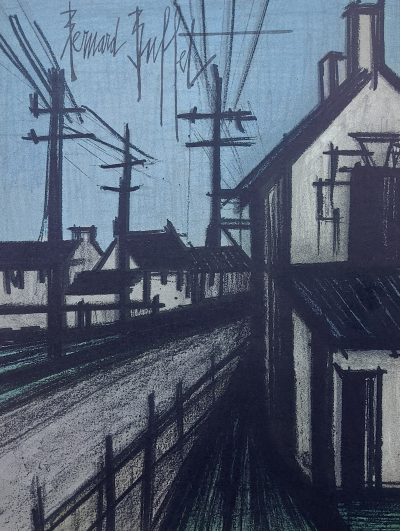 Bernard BUFFET - La route du village (1967) - Lithographie originale signée dans la planche 2