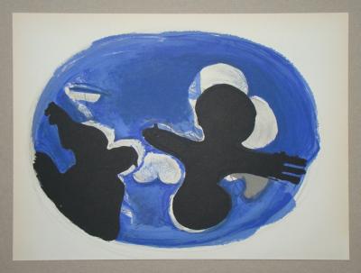 Georges BRAQUE - Deux Oiseaux Sur Fond Bleue, 1955 - Lithographie originale 2