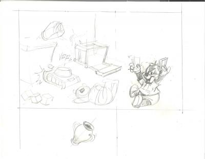 Claude Marin - Bébés Disney demi planche crayonnée - Dessin 2