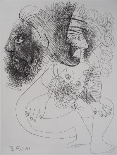 Pablo Picasso : Portrait et nu cubiste - Gravure originale signée 2