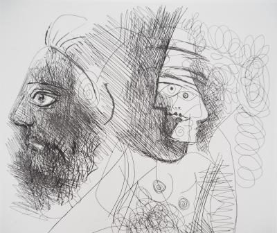 Pablo Picasso : Portrait et nu cubiste - Gravure originale signée 2