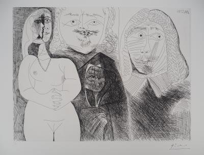 Pablo Picasso : Célestine, nu et deux hommes - Gravure originale signée 2
