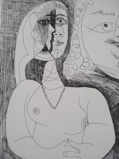 Pablo Picasso : Célestine, nu et deux hommes - Gravure originale signée 2