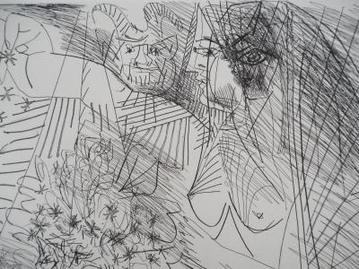 Pablo Picasso : La fête de la patronne avec Degas et diablotin - Gravure originale signée 2