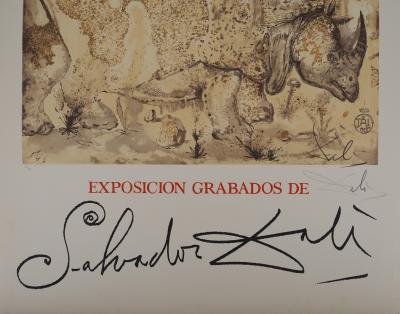Salvador DALI : Rhinocéros : Hommage à Albrecht Dürer - Lithographie signée au crayon 2